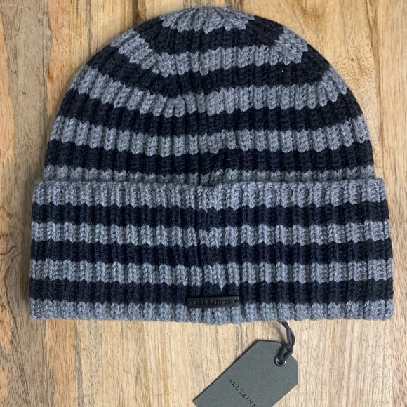 All Saints Striped Fisherman Rib Beanie 
